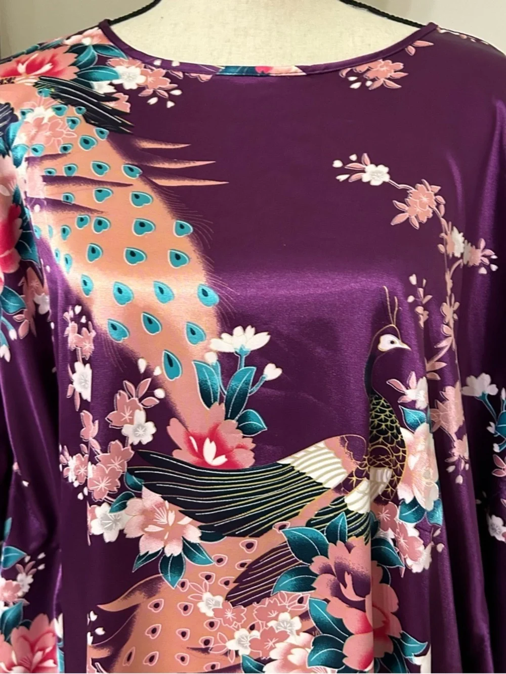 Japanese Peacock Kimono Dolman Sleeve Shirt Dress